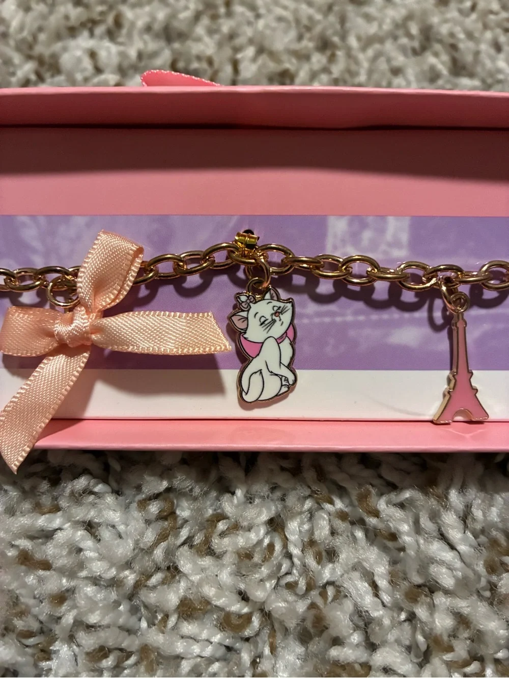 Disney The Aristocats Pink and Gold Charm Bracelet